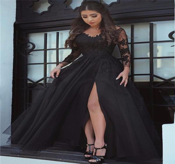 new black long sleeves prom dresses split floor length v neck tulle evening wear lace applique zipper back evening gowns2954762, Black;red
new black long sleeves prom dresses split floor length v neck tulle evening wear lace applique zipper back evening gowns2954762, Black;red