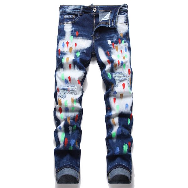 mens cool rips stretch designer jeans distressed ripped biker slim fit washed motorcycle denim men s hip hop fashion man pants, Blue
mens cool rips stretch designer jeans distressed ripped biker slim fit washed motorcycle denim men s hip hop fashion man pants, Blue