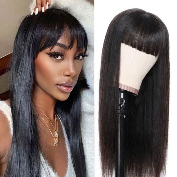 rebacca straight human hair wig with bangs for women straight full machine made wigs human hair pre plucked natural hair 28inch, Black;brown
rebacca straight human hair wig with bangs for women straight full machine made wigs human hair pre plucked natural hair 28inch, Black;brown