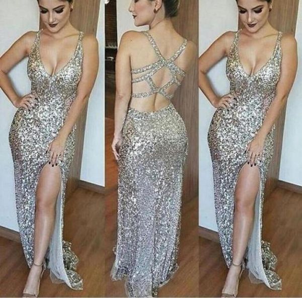 spaghetti straps silver sequined mermaid prom dresses 2019 deep vneck criss cross backless sleeveless side split evening gow84331627, Black
spaghetti straps silver sequined mermaid prom dresses 2019 deep vneck criss cross backless sleeveless side split evening gow84331627, Black