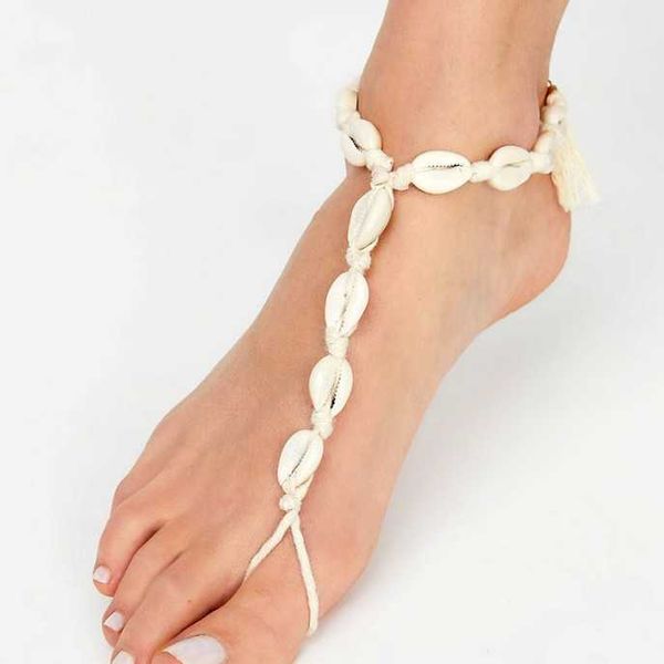 anklets 1pc bohemian sea shell rope chain anklets unique handmade toe chain summer shell ankle bracelets for women foot leg chain aa230530, Red;blue 
anklets 1pc bohemian sea shell rope chain anklets unique handmade toe chain summer shell ankle bracelets for women foot leg chain aa230530, Red;blue