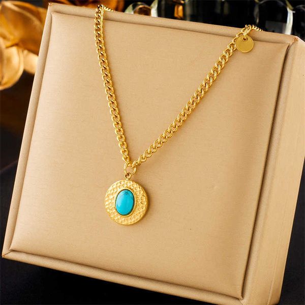 jewelry fashion niche minimalist metal titanium steel chain oval turquoise pendant necklace, Black
jewelry fashion niche minimalist metal titanium steel chain oval turquoise pendant necklace, Black