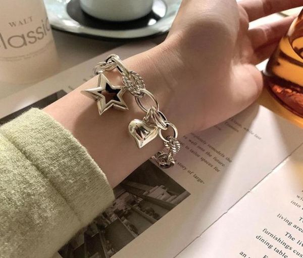link chain allme personality metallic love heart star pendant bracelet for women hollow chunky cuban charm bracelets accessories5835784, Black
link chain allme personality metallic love heart star pendant bracelet for women hollow chunky cuban charm bracelets accessories5835784, Black