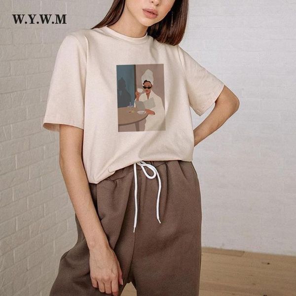 t-shirt wywm 2023 summer 100% cotton printed t shirt women harajuku short sleeves funny graphic tee female loose casual pullover top, White
t-shirt wywm 2023 summer 100% cotton printed t shirt women harajuku short sleeves funny graphic tee female loose casual pullover top, White