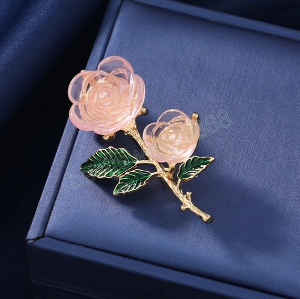 fashion resin rose flower brooch green leaf women's ice crystal powder permeating premium feeling brooch, Gray
fashion resin rose flower brooch green leaf women's ice crystal powder permeating premium feeling brooch, Gray