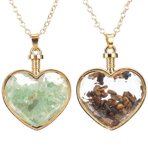 colorful gravel necklace heart shaped glass p box natural stone crystal pendant necklace wishing bottle, Silver
colorful gravel necklace heart shaped glass p box natural stone crystal pendant necklace wishing bottle, Silver