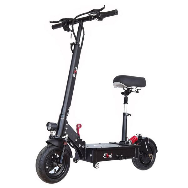 Image of FLJ mini adult 10inch tubeless tire dual motor 1200W electric scooter with seat kick scooter e bike for women and men