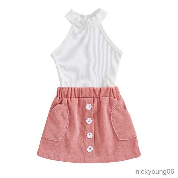 clothing sets 2pcs fashion summer kid girls outfits solid color halter sleeveless tank and button corduroy skirt set, White
clothing sets 2pcs fashion summer kid girls outfits solid color halter sleeveless tank and button corduroy skirt set, White
