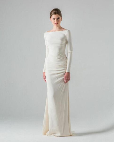 simple sheath wedding party dresses bateau neckline elegant long sleeves floor length beach garden wedding gowns6503688, White
simple sheath wedding party dresses bateau neckline elegant long sleeves floor length beach garden wedding gowns6503688, White