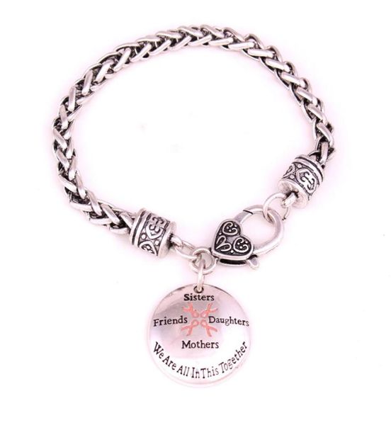 breast cancer awareness pink ribbon sisters friends daughters mothers we are in this together charm wheat link leather chain brace9077600, Golden;silver
breast cancer awareness pink ribbon sisters friends daughters mothers we are in this together charm wheat link leather chain brace9077600, Golden;silver
