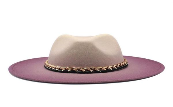 felted hats wide birm gradient color with chain band belt winter hats men women gentlemen vintage jazz women1841948, Blue;gray
felted hats wide birm gradient color with chain band belt winter hats men women gentlemen vintage jazz women1841948, Blue;gray