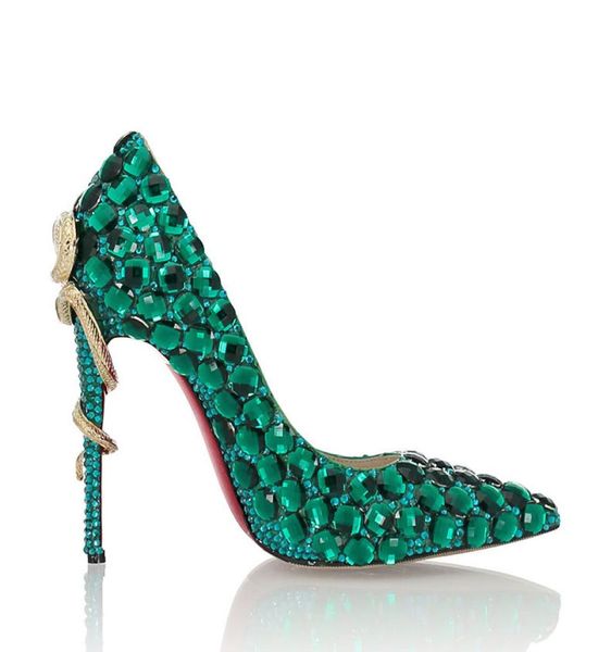 grade pumps genuine leather ladies pumps snake shape high heel pointed toe big artificial green cristal wedding shoes dinner s3898246, Black
grade pumps genuine leather ladies pumps snake shape high heel pointed toe big artificial green cristal wedding shoes dinner s3898246, Black