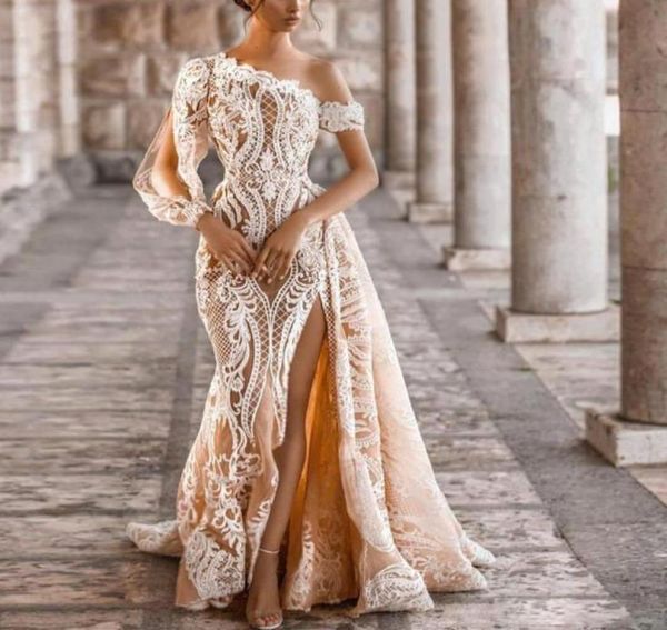 graceful champagne one shoulder thigh slits mermaid evening dresses long sleeve lace appliques overskirt pearls beach bridal gowns8646783, Black;red
graceful champagne one shoulder thigh slits mermaid evening dresses long sleeve lace appliques overskirt pearls beach bridal gowns8646783, Black;red