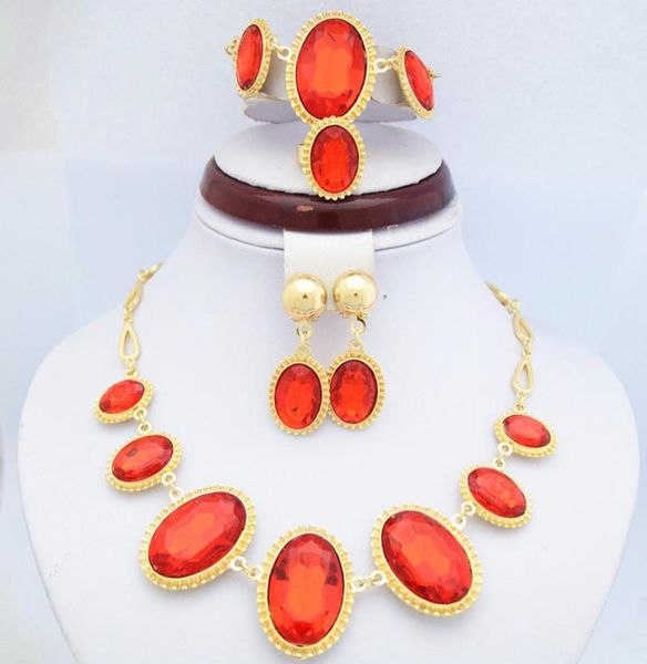 18k yellow gold plated ruby stone jewelry sets elegant red rhinestone wedding necklace bracelet earrings and ring jewelry sets 71017830, Slivery;golden
18k yellow gold plated ruby stone jewelry sets elegant red rhinestone wedding necklace bracelet earrings and ring jewelry sets 71017830, Slivery;golden