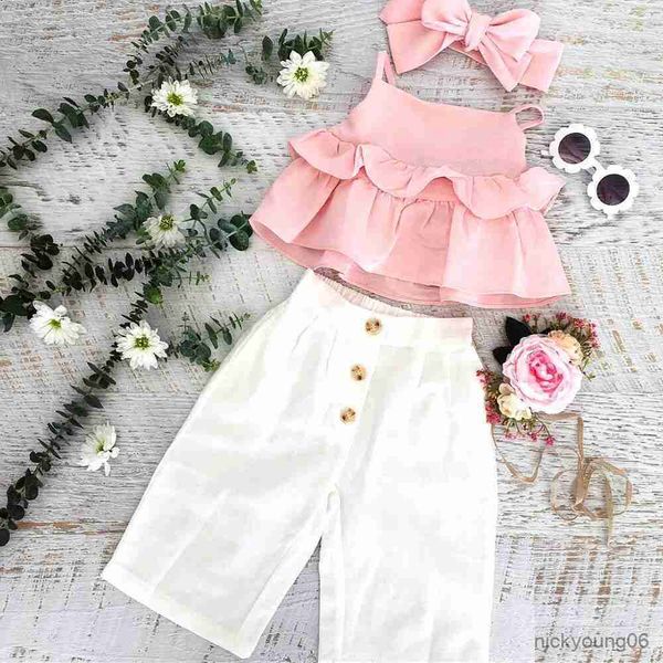 clothing sets 0-4y fashion girls solid ruffle straps t-shirt andpants andheadband children suits summer girl clothes, White
clothing sets 0-4y fashion girls solid ruffle straps t-shirt andpants andheadband children suits summer girl clothes, White
