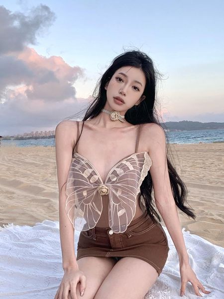 t-shirt gauze butterfly threedimensional flower strap camis fashion korean women crop cute cropped y2k bustier aesthetic clothing, White
t-shirt gauze butterfly threedimensional flower strap camis fashion korean women crop cute cropped y2k bustier aesthetic clothing, White