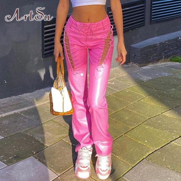 jeans artsu lace up pu leather pants y2k clothes streetwear bandage long trousers joggers women pink straight high waist pants bottoms, Blue
jeans artsu lace up pu leather pants y2k clothes streetwear bandage long trousers joggers women pink straight high waist pants bottoms, Blue