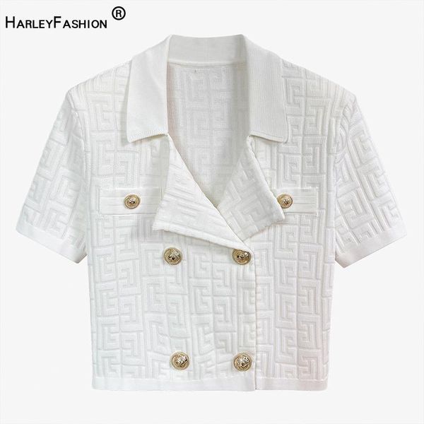 polos new summer white geimetric pattern short sleelve notched knittied strechy quality casual slim blouse women
polos new summer white geimetric pattern short sleelve notched knittied strechy quality casual slim blouse women