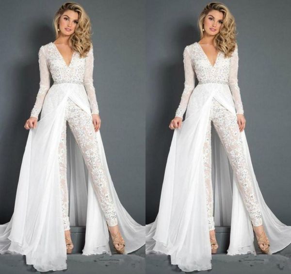 white jumpsuits prom dresses beaded lace deep v neck overskirts formal evening party gowns long sleeve beach special occasio2862275, Black
white jumpsuits prom dresses beaded lace deep v neck overskirts formal evening party gowns long sleeve beach special occasio2862275, Black