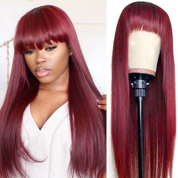 straight human hair wigs with bangs full machine made wigs 613 blonde wig colored wigs 99j red peruvian remy hair wig fashion redhead, Black;brown
straight human hair wigs with bangs full machine made wigs 613 blonde wig colored wigs 99j red peruvian remy hair wig fashion redhead, Black;brown
