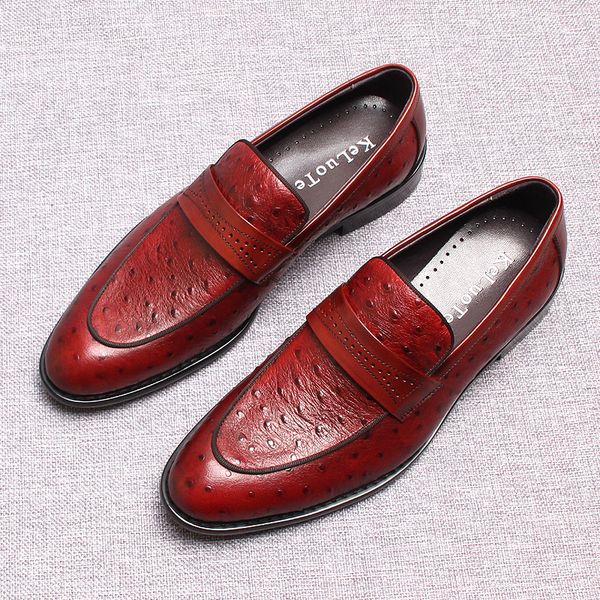 genuine leather mens loafers shoes ostrich pattern slip-on round head party wedding dress oxford shoes for men black burgundy
genuine leather mens loafers shoes ostrich pattern slip-on round head party wedding dress oxford shoes for men black burgundy