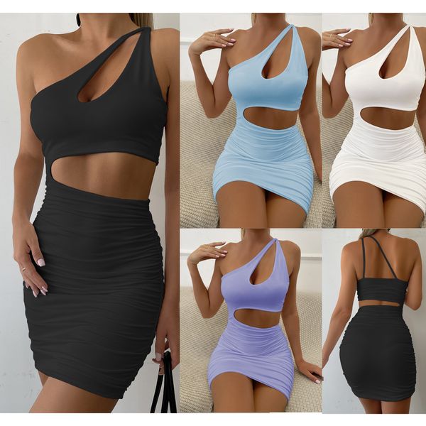 2023 designer one shoulder mini dresses summer y2k trend sleeveless dewy bodycon dress solid streetwear backless women clothing wholesale bu, Black;gray
2023 designer one shoulder mini dresses summer y2k trend sleeveless dewy bodycon dress solid streetwear backless women clothing wholesale bu, Black;gray