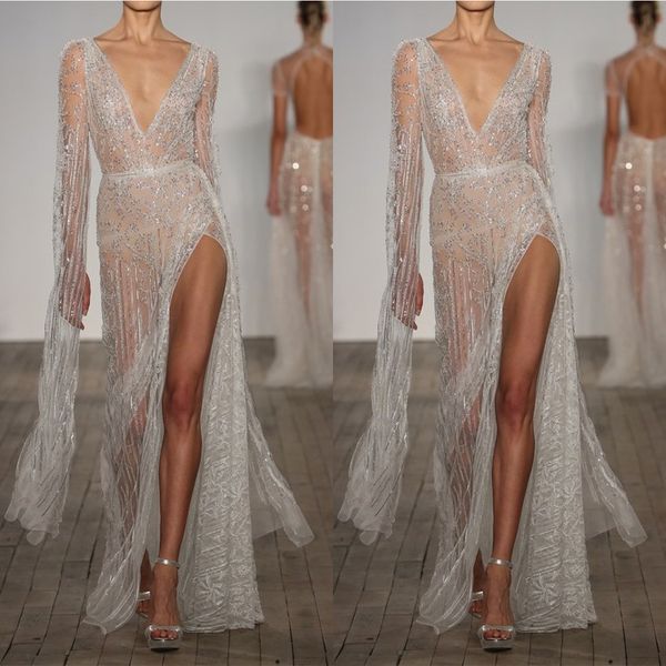 glamorous a-line wedding dresses v-neck long sleeves tulle shining applicants side split floor length custom made zipper plus size bridal dr, White
glamorous a-line wedding dresses v-neck long sleeves tulle shining applicants side split floor length custom made zipper plus size bridal dr, White