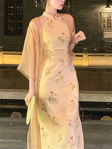 fairycore party qipao chic long sleeve cardigan +printed vintage chinese style sleeveless elegant casual midi dress sets, Black;gray
fairycore party qipao chic long sleeve cardigan +printed vintage chinese style sleeveless elegant casual midi dress sets, Black;gray