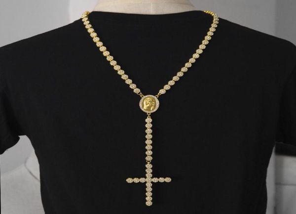 men luxury long necklace gold silver full iced out rhinestones jesus face with big cross pendant necklace rosary punk jewelry8052653
men luxury long necklace gold silver full iced out rhinestones jesus face with big cross pendant necklace rosary punk jewelry8052653