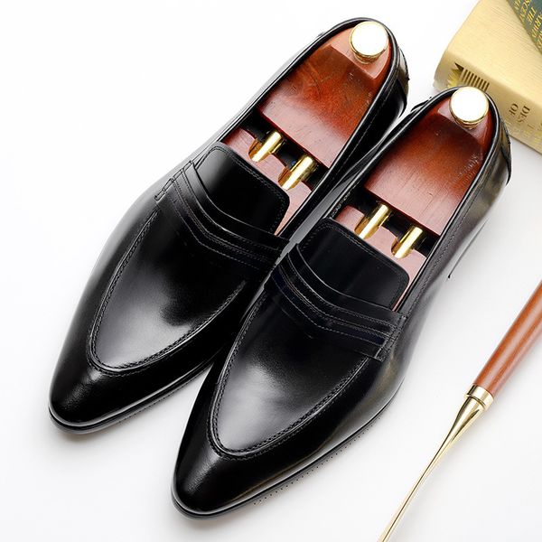 size 6 to stylish man loafers genuine leather pointed toe dress shoes mens summer autumn brown party wedding shoes for men, Black
size 6 to stylish man loafers genuine leather pointed toe dress shoes mens summer autumn brown party wedding shoes for men, Black