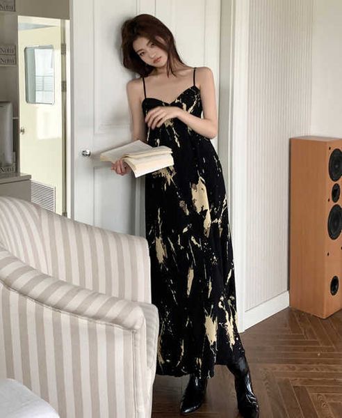 2023 spring summer new ink sling dress women's french style holiday floral long dress woman casual long party dress, Black;gray
2023 spring summer new ink sling dress women's french style holiday floral long dress woman casual long party dress, Black;gray