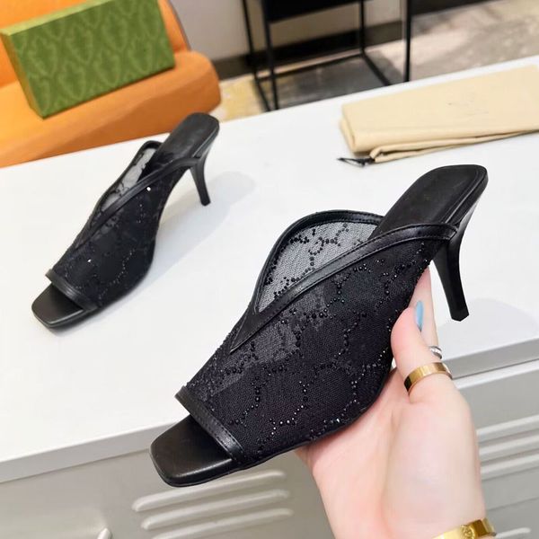 designer summer fashion sandals women beautiful rhinestone high heels office comfortable open toe mesh slippers, Black
designer summer fashion sandals women beautiful rhinestone high heels office comfortable open toe mesh slippers, Black