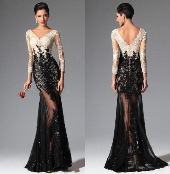 black white mermaid long sleeves lace evening dresses 2016 elie saab v neck sheer illusion sequined celebrity prom dresses evening3867047, Black;red
black white mermaid long sleeves lace evening dresses 2016 elie saab v neck sheer illusion sequined celebrity prom dresses evening3867047, Black;red