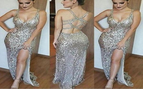 spaghetti straps silver sequined mermaid prom dresses 2019 deep vneck criss cross backless sleeveless side split evening gow88652222, Black
spaghetti straps silver sequined mermaid prom dresses 2019 deep vneck criss cross backless sleeveless side split evening gow88652222, Black