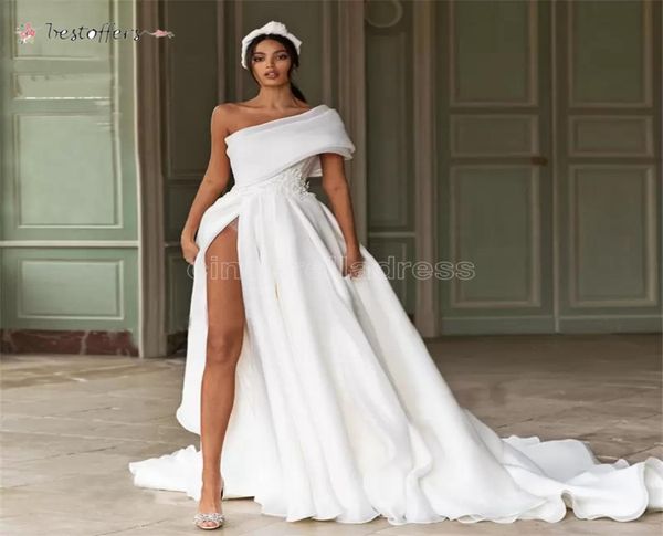 2022 vintage highsplit wedding dresses big bow appliqued a line beach oneshoulder bridal gown custom made ruched satin long robe5630825, White
2022 vintage highsplit wedding dresses big bow appliqued a line beach oneshoulder bridal gown custom made ruched satin long robe5630825, White