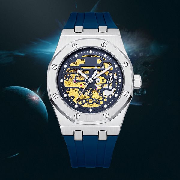 2023 new watch men's leisure diamond watches gold steel case rubber mechanical automatic wristwatch strap male relogio masculino otm11, Slivery;brown
2023 new watch men's leisure diamond watches gold steel case rubber mechanical automatic wristwatch strap male relogio masculino otm11, Slivery;brown