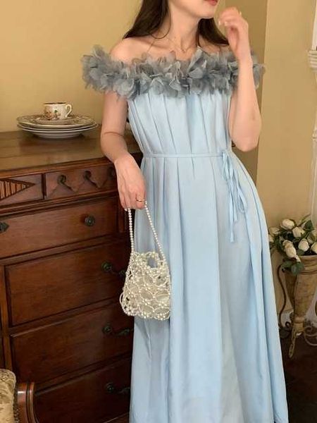 women solid off shoulder elegant party dress 2023 summer lady pleated prom dress korean sleeveless high waist midi dress, Black;gray
women solid off shoulder elegant party dress 2023 summer lady pleated prom dress korean sleeveless high waist midi dress, Black;gray
