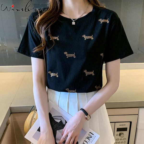 t-shirt summer 2021 short sleeve tshirt women cute dachshund beading diamonds casual tees white black sxxl t16701a
t-shirt summer 2021 short sleeve tshirt women cute dachshund beading diamonds casual tees white black sxxl t16701a