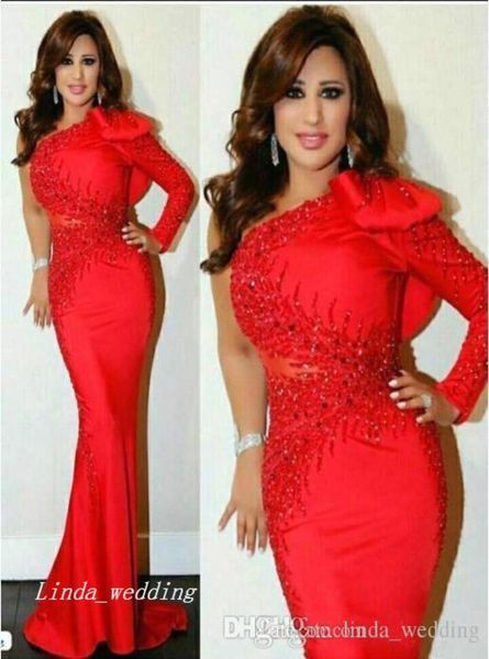 2019 red arabic evening dress beaded mermaid one shoulder with long sleeves formal holiday wear prom party gown custom made 9618460, Black;red
2019 red arabic evening dress beaded mermaid one shoulder with long sleeves formal holiday wear prom party gown custom made 9618460, Black;red