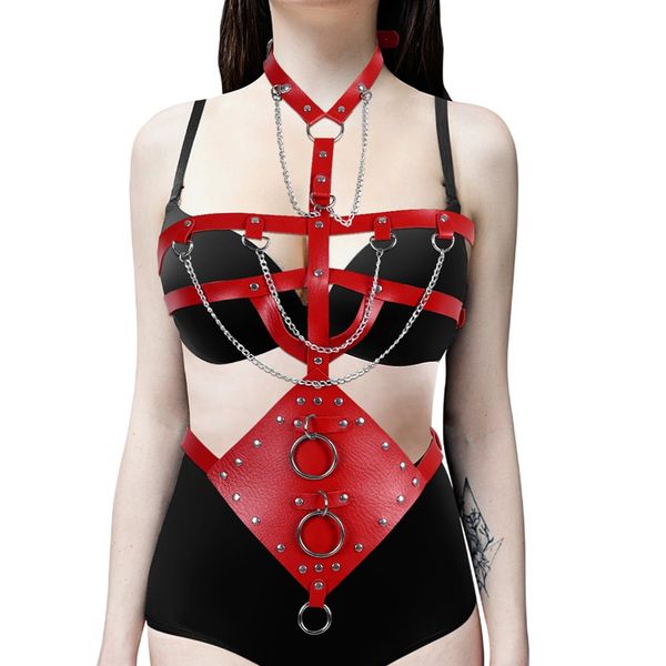 stage wear neck cage leather body harness bra lingerie belts belly rivet waist plus size gothic festival rave suspender bondage hollow out, Black;red
stage wear neck cage leather body harness bra lingerie belts belly rivet waist plus size gothic festival rave suspender bondage hollow out, Black;red