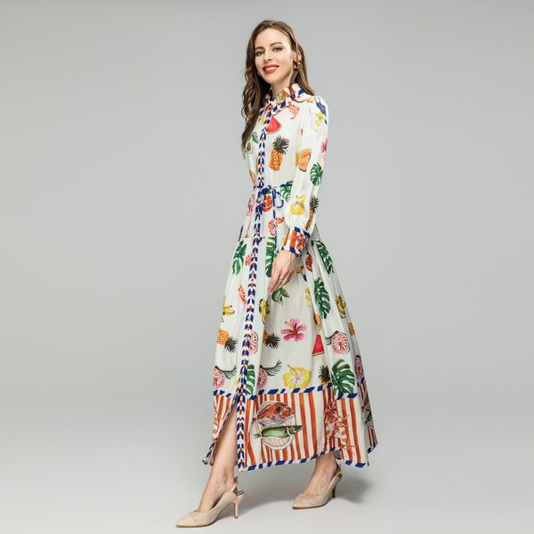 518 2023 runway dress lapel neck long sleeve white dress empire brand same style dress flora print womens clothes sh, Black
518 2023 runway dress lapel neck long sleeve white dress empire brand same style dress flora print womens clothes sh, Black