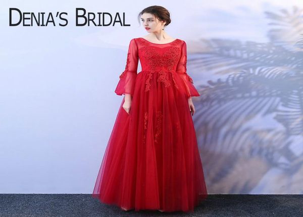 2018 red aline evening dresses with illusion long flare long sleeves scoop neckline crystal pearls lace real imgaes prom gowns xg5498809, Black;red
2018 red aline evening dresses with illusion long flare long sleeves scoop neckline crystal pearls lace real imgaes prom gowns xg5498809, Black;red