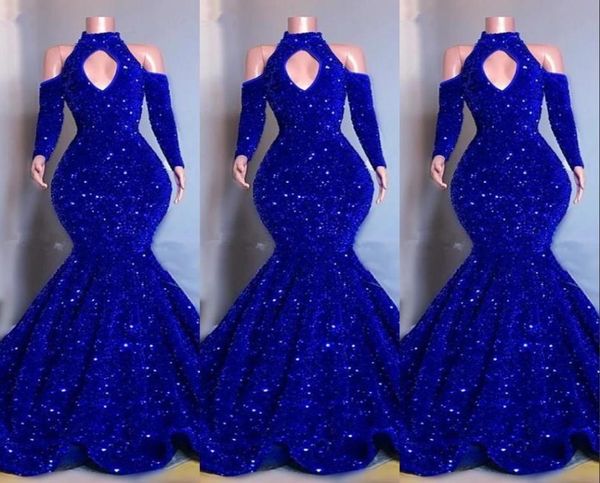 2022 bling royal blue velvet crystal sequins prom dresses long sleeves mermaid keyhole evening gowns elegant off shoulder wom8095804, Black
2022 bling royal blue velvet crystal sequins prom dresses long sleeves mermaid keyhole evening gowns elegant off shoulder wom8095804, Black