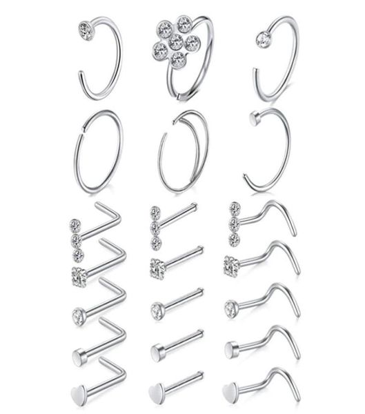 nose rings hoop l shape studs stainless steel screw bone flat diamond opal heart high nostril piercing jewelry for women men4711466, Silver
nose rings hoop l shape studs stainless steel screw bone flat diamond opal heart high nostril piercing jewelry for women men4711466, Silver