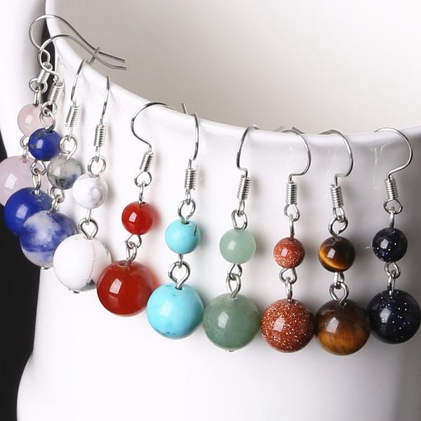 natural stone 6mm+10mm bead earrings for women amethys tiger eye rose quartz beads dangle long lady earrings jewelry, Silver
natural stone 6mm+10mm bead earrings for women amethys tiger eye rose quartz beads dangle long lady earrings jewelry, Silver