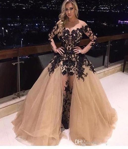 sheer neck champagne prom dresses ruffles puffy full length robe de soiree black lace appliques evening gowns sleeves with detacha7962560
sheer neck champagne prom dresses ruffles puffy full length robe de soiree black lace appliques evening gowns sleeves with detacha7962560