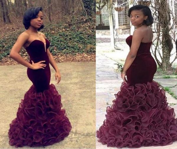 2016 burgundy mermaid prom dresses new african velvet evening gowns sweetheart backless sheath ruffles tiered organz celebrit6749178, Black
2016 burgundy mermaid prom dresses new african velvet evening gowns sweetheart backless sheath ruffles tiered organz celebrit6749178, Black