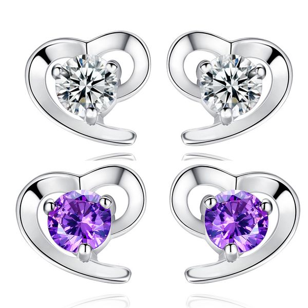 925 sterling silver heart stud earrings designer classic women shining crystal earrings women's luxurious stud earrings jewelry party, Golden;silver
925 sterling silver heart stud earrings designer classic women shining crystal earrings women's luxurious stud earrings jewelry party, Golden;silver