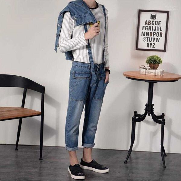 men's jeans overalls spring and autumn trendy denim suits retro onesies jacket can be, Blue
men's jeans overalls spring and autumn trendy denim suits retro onesies jacket can be, Blue