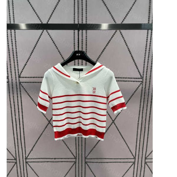 23ss womens knits womens designer clothing navy collar logo embroidered striped knitted short sleeve womens clothes a1, White
23ss womens knits womens designer clothing navy collar logo embroidered striped knitted short sleeve womens clothes a1, White
